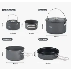 Ensemble de casseroles en aluminium NATUREHIKE - Antiadhésives, portables, pour le camping et les pique-niques